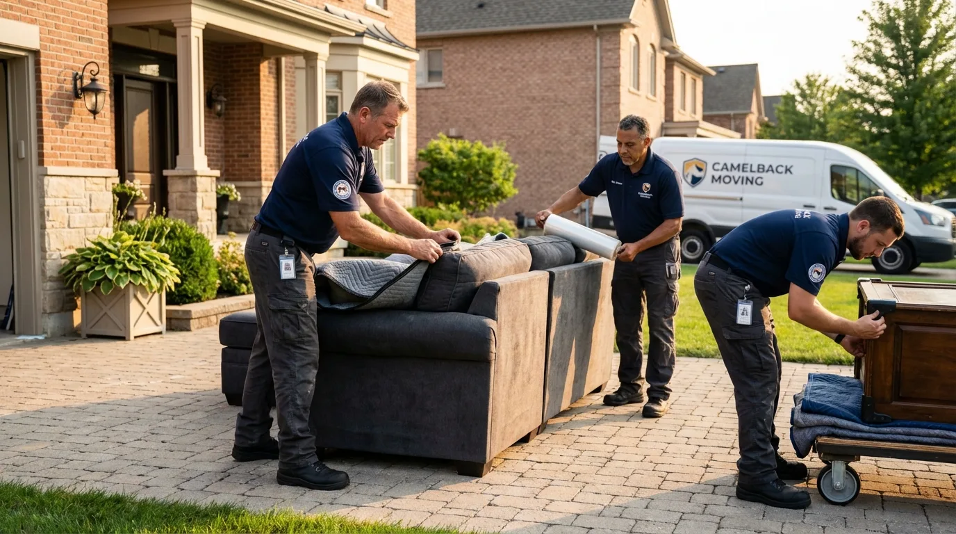 Large estate moving crew wrapping furniture in Baltic, SD